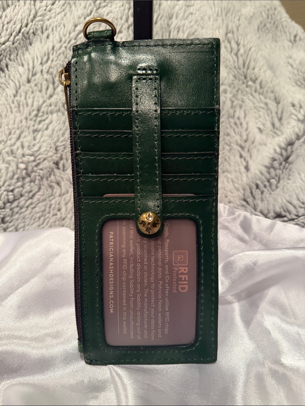 Patricia Nash Green Leather RFID Card Wallet with ID Window